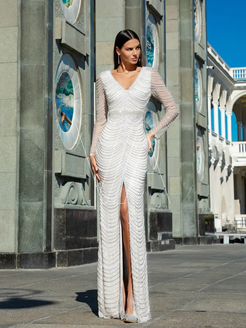 Elegant dress Luce 7542, colour молочный — photo 1