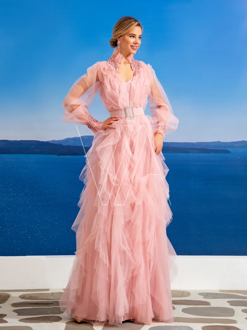 Wedding guest dress Malia 2555, colour пудра — photo 1