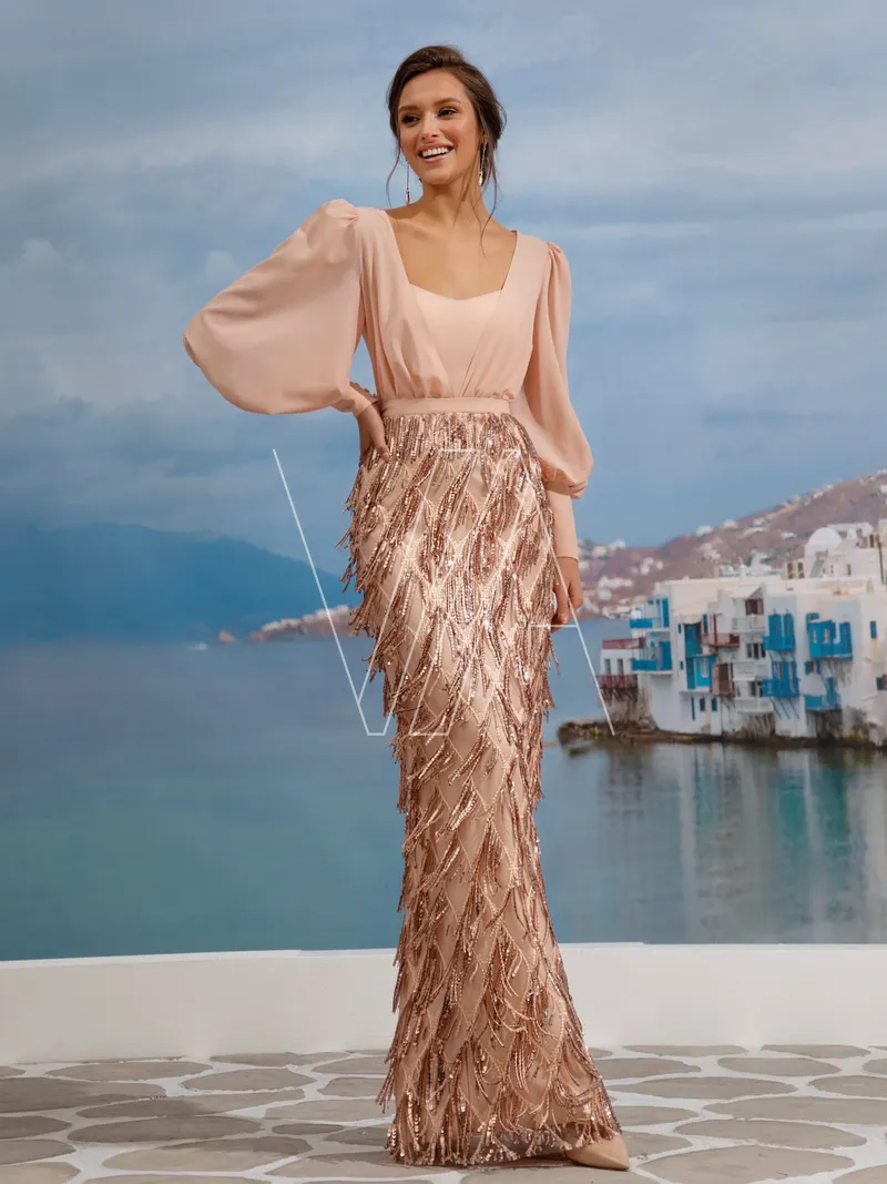 Elegant dress Vita 327, colour пудровый — photo 1