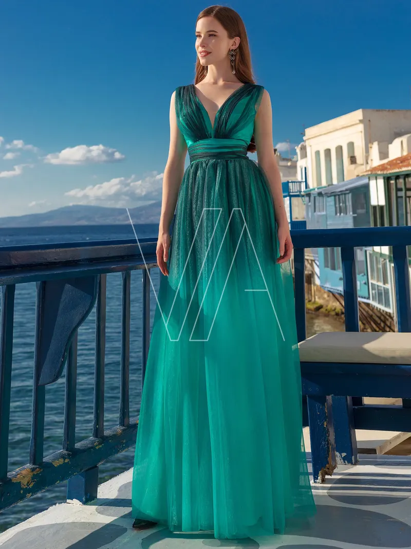 Платье для гостей свадьбы Vittoria 4975TL, цвет изумрудный — фото 1